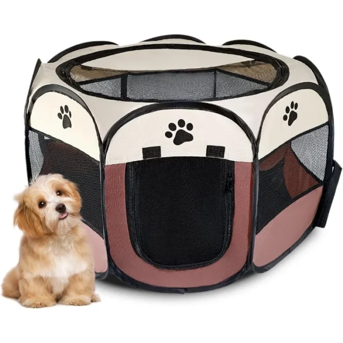 Foldable Portable Pet Tent Octagonal Cat Dog Cage for Outdoor Camping Large Dog House Cat Enclosure Pet Fence Travel Accessories