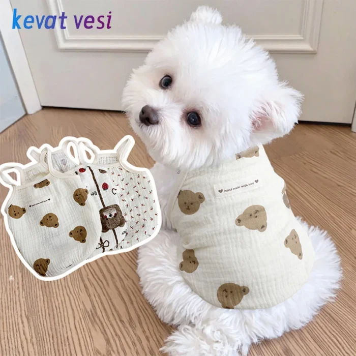 Summer Thin Dog Vest Cute Print Dog Clothes Soft Breathable Puppy Vest Pet Vest for Small Dogs Cats Sleeveless Dog Suspenders